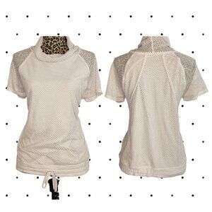 White High collared active wear top with mesh SIZE M